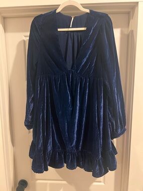 Free People Navy Velvet Mini Dress